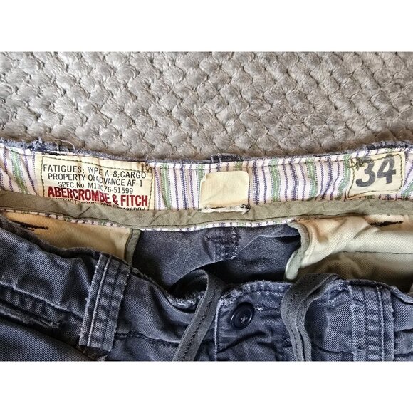 Vtg Abercrombie & Fitch Mens Size 34 Type A-8 Cargo Shorts Heavy Distressed Y2K - Picture 5 of 11